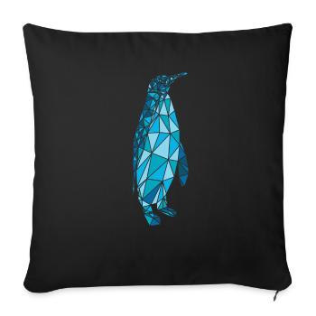 Penguin polygon mosaic - emperor penguin blue - Sofa pillowcase 17,3'' x 17,3'' (45 x 45 cm) - black - Front