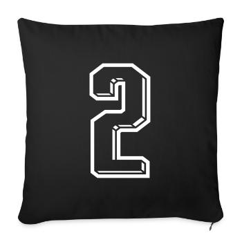 2 Jahre Trikot Nummer 2 - Zahl ZWEI Rückennummer - Sofakissenbezug 45 x 45 cm - Schwarz - Vorne