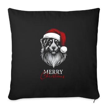 Australian Shepherd Merry Christmas, Dog Head - Sofa pillowcase 17,3'' x 17,3'' (45 x 45 cm) - black - Front