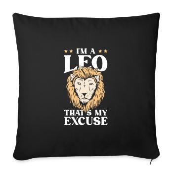 Zodiac sign Leo - Sofa pillowcase 17,3'' x 17,3'' (45 x 45 cm) - black - Front