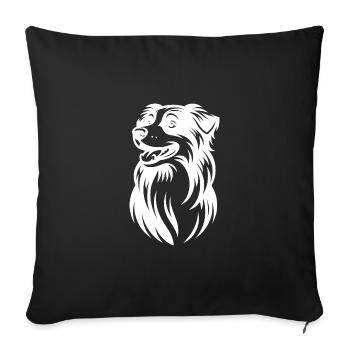 Australian Shepherd Fuzzy Dog Portrait - Sofa pillowcase 17,3'' x 17,3'' (45 x 45 cm) - black - Front