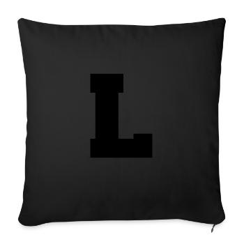letter L - Sofa pillowcase 17,3'' x 17,3'' (45 x 45 cm) - black - Front