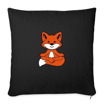 yoga fuchs 02 - Sofakissenbezug 45 x 45 cm - Schwarz - Vorne