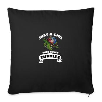 Only a girl who loves turtles turtle - Sofa pillowcase 17,3'' x 17,3'' (45 x 45 cm) - black - Front