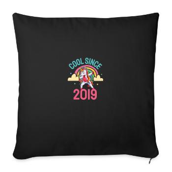 Cool depuis 2019 Dabbing Unicorn 3ème anniversaire - Housse de coussin décorative 45 x 45 cm - noir - Devant