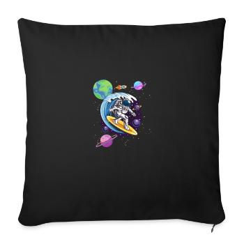 Galaxy Waves Surfing Space Surfer Astronaut - Sofa pillowcase 17,3'' x 17,3'' (45 x 45 cm) - black - Front