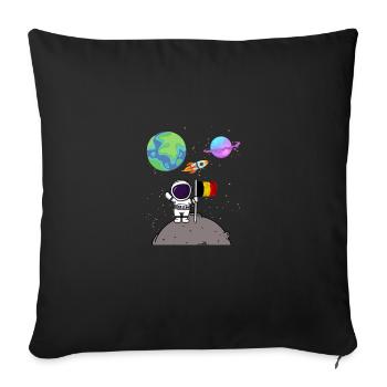 Mondlandung Planet Belgien Flagge Astronaut - Sofakissenbezug 45 x 45 cm - Schwarz - Vorne