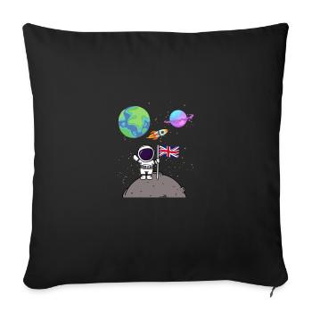 Mondlandung Planet Großbritannien Flagge Astronaut - Sofakissenbezug 45 x 45 cm - Schwarz - Vorne