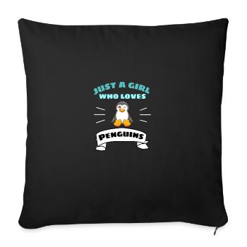 Antarctique Oiseau Zoo Animal Fille Cadeau Pingouin - Housse de coussin décorative 45 x 45 cm - noir - Devant