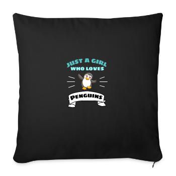 Animal Lovers Zoo Animal Girl Gift Penguin - Sofa pillowcase 17,3'' x 17,3'' (45 x 45 cm) - black - Front