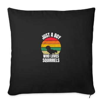 Retro Amoureux de la Nature Grunge Forêt Animal Écureuil - Housse de coussin décorative 45 x 45 cm - noir - Devant