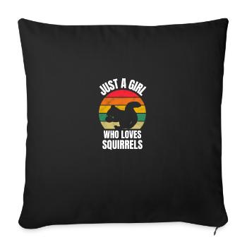 Forest Dweller Girls Forest Animal Retro Écureuil - Housse de coussin décorative 45 x 45 cm - noir - Devant