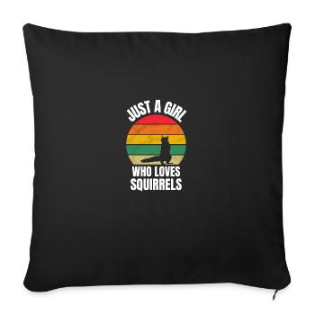 Forest Dweller Girl Gift Retro Squirrel - Sofa pillowcase 17,3'' x 17,3'' (45 x 45 cm) - black - Front