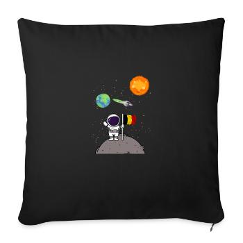 Planet Belgium Flag Moon Landing Astronaut - Sofa pillowcase 17,3'' x 17,3'' (45 x 45 cm) - black - Front