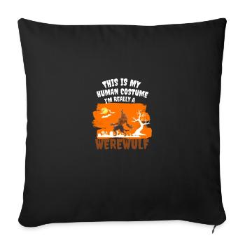 Cadeau de costume de loup-garou effrayant Halloween - Housse de coussin décorative 45 x 45 cm - noir - Devant