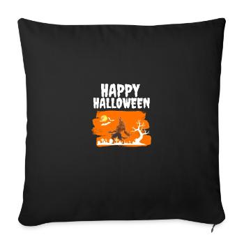 Creepy Werewolf Costume Party Joyeux Halloween - Housse de coussin décorative 45 x 45 cm - noir - Devant