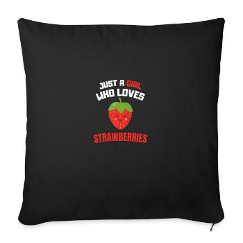 Summer Fruit Fruit Girl Gift Strawberry - Sofa pillowcase 17,3'' x 17,3'' (45 x 45 cm) - black - Front