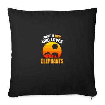 Retro Girl Africa Animal Gift Elephant - Sofa pillowcase 17,3'' x 17,3'' (45 x 45 cm) - black - Front
