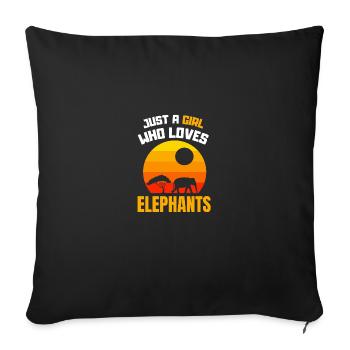 Zoo Tierliebhaber Mädchen Retro Afrika Elefant - Sofakissenbezug 45 x 45 cm - Schwarz - Vorne