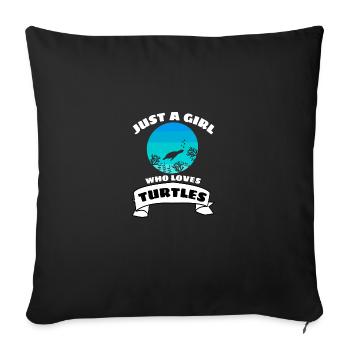 Seulement une fille qui aime les tortues rétro animal - Housse de coussin décorative 45 x 45 cm - noir - Devant