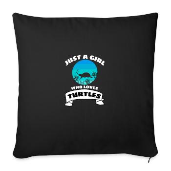 Tortue de mer Fille Rétro Tortue de mer - Housse de coussin décorative 45 x 45 cm - noir - Devant