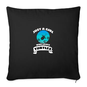 tortue fille animal tortue de mer rétro - Housse de coussin décorative 45 x 45 cm - noir - Devant