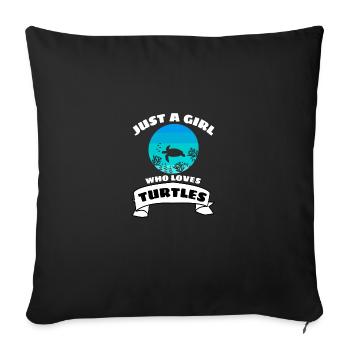 Ocean Animal Lovers Fille Tortue Rétro - Housse de coussin décorative 45 x 45 cm - noir - Devant