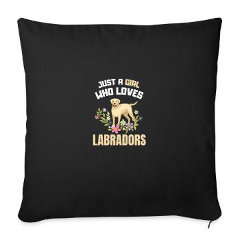 Propriétaire de chien Fleurs Chiens Fille Cadeau Labrador - Housse de coussin décorative 45 x 45 cm - noir - Devant