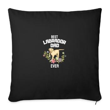 Amoureux des chiens Chiens Papa Fête des Pères Fleurs Labrador - Housse de coussin décorative 45 x 45 cm - noir - Devant