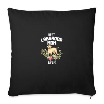Chiens Fleurs Labrador Mama - Housse de coussin décorative 45 x 45 cm - noir - Devant