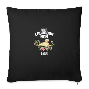 Chiens Maman Fleurs Propriétaire de chien Fête des mères Labrador - Housse de coussin décorative 45 x 45 cm - noir - Devant