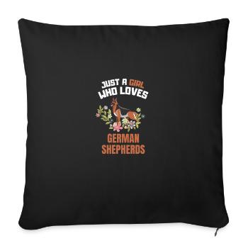 Flowers Dogs German Shepherd Girl - Sofa pillowcase 17,3'' x 17,3'' (45 x 45 cm) - black - Front