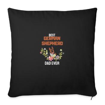 Flowers Dogs Papa Father's Day German Shepherd - Sofa pillowcase 17,3'' x 17,3'' (45 x 45 cm) - black - Front