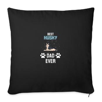 Propriétaire de chien Chiens Papa Fête des Pères Cadeau Husky - Housse de coussin décorative 45 x 45 cm - noir - Devant