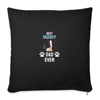 Propriétaire de chien Chiens Papa Fête des Pères Cadeau Husky - Housse de coussin décorative 45 x 45 cm - noir - Devant