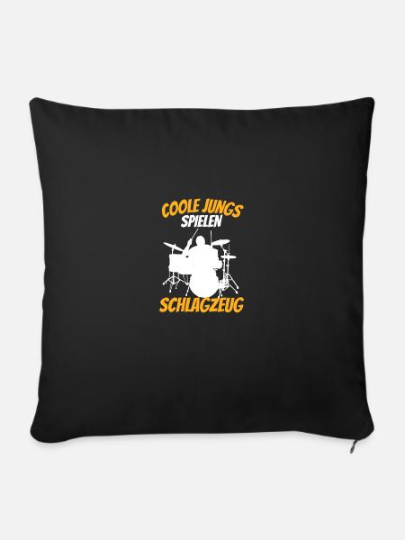 Lustiges Geschenk Coole Jungs Spielen Schlagzeug - Sofakissenbezug 45 x 45 cm - Schwarz