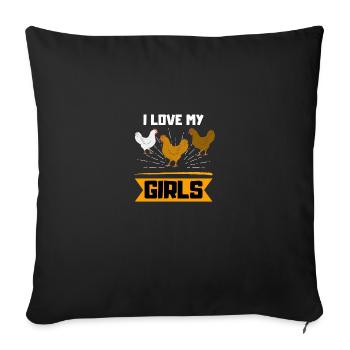 Animal de la ferme drôle fille cadeau poulet - Housse de coussin décorative 45 x 45 cm - noir - Devant
