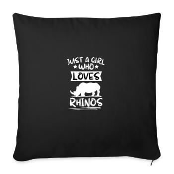 Cadeau de fille de rhinocéros animal d'Afrique Rhino - Housse de coussin décorative 45 x 45 cm - noir - Devant