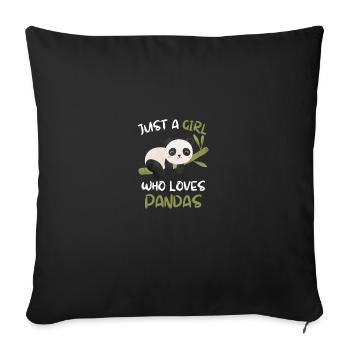 Panda Ours Animal Chinois Fille Cadeau Panda - Housse de coussin décorative 45 x 45 cm - noir - Devant