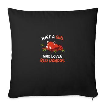 Chinese Animal Girl Gift Red Panda - Sofa pillowcase 17,3'' x 17,3'' (45 x 45 cm) - black - Front