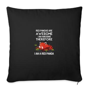 Cadeau drôle d'animal chinois Panda rouge - Housse de coussin décorative 45 x 45 cm - noir - Devant