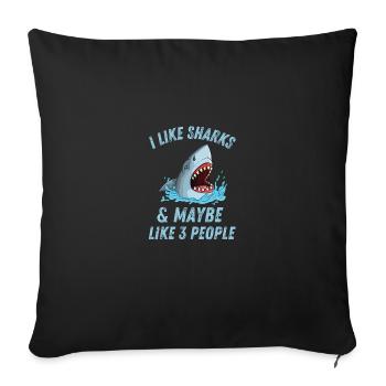 Ocean Animal Lovers Predator Funny Gift Shark - Housse de coussin décorative 45 x 45 cm - noir - Devant