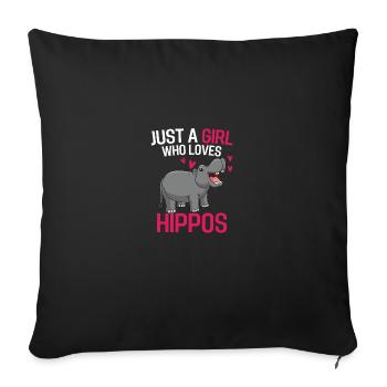 Hippo Girl Africa Zoo Animal Gift Hippo - Housse de coussin décorative 45 x 45 cm - noir - Devant