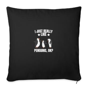 Zoo de l’Antarctique Animal Drôle de cadeau Pingouin - Housse de coussin décorative 45 x 45 cm - noir - Devant