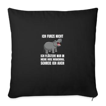 Afrika Safari Zoo Tier Lustiges Geschenk Nilpferd - Sofakissenbezug 45 x 45 cm - Schwarz - Vorne