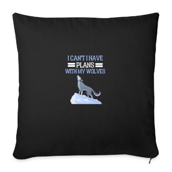 Prédateur Forêt Animal Drôle Cadeau Loup - Housse de coussin décorative 45 x 45 cm - noir - Devant