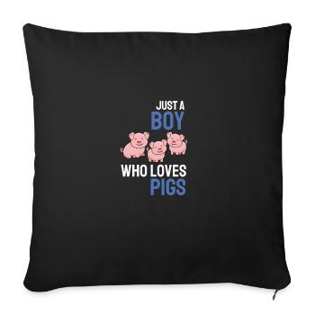 Farm Animal Lovers Boy Gift Pig - Sofa pillowcase 17,3'' x 17,3'' (45 x 45 cm) - black - Front