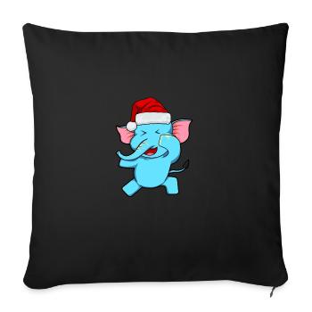 Zoo Animal Cadeau Dabbing Père Noël Eléphant - Housse de coussin décorative 45 x 45 cm - noir - Devant