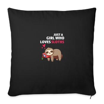 Tropical Zoo Animal Girl Gift Sloth - Sofa pillowcase 17,3'' x 17,3'' (45 x 45 cm) - black - Front