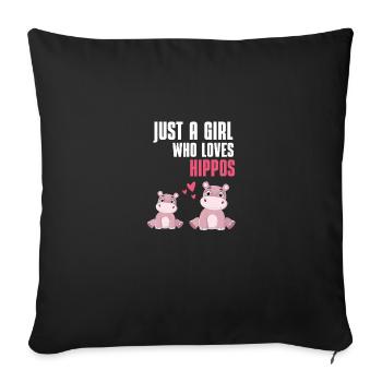 Afrique Zoo Animal Hippopotame Fille Cadeau Hippopotame - Housse de coussin décorative 45 x 45 cm - noir - Devant